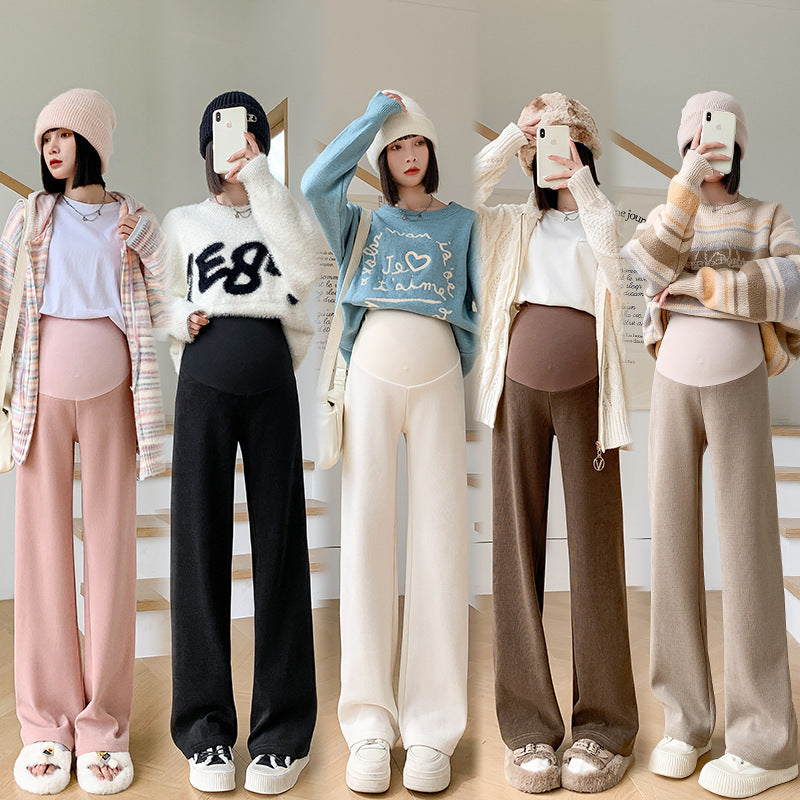 Women's Fleece-lined Thickening Wide Leg Pants Straight