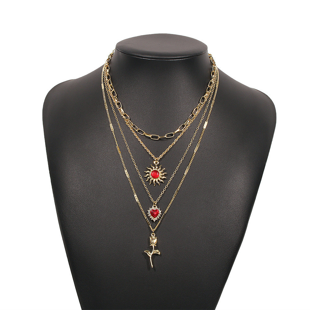 Layered Necklace Elegant Metal Chain Diamond Necklace