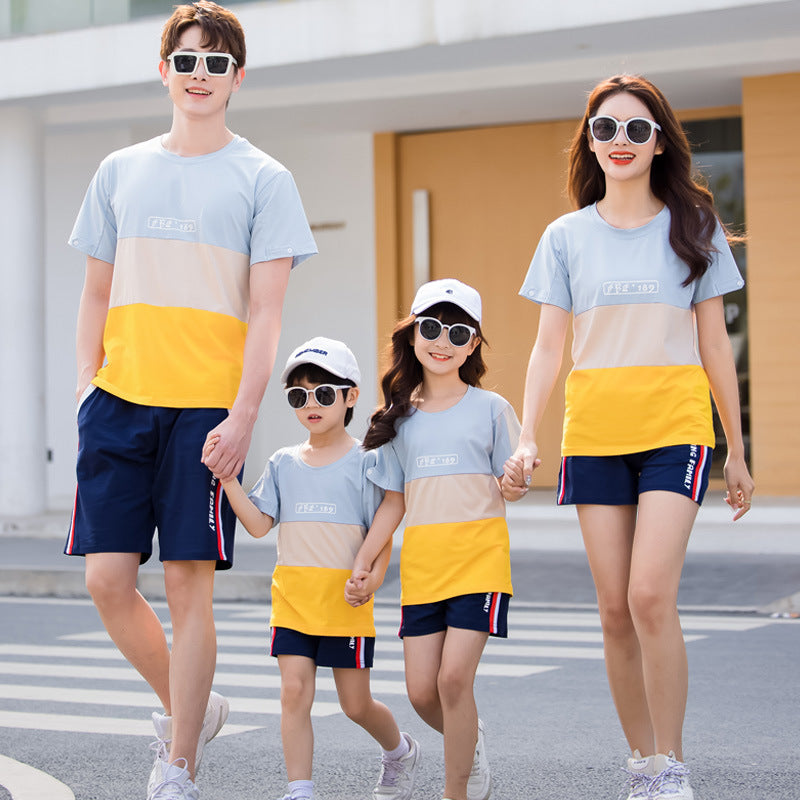 Fashion Striped Family Matching Outfits Summer Casual