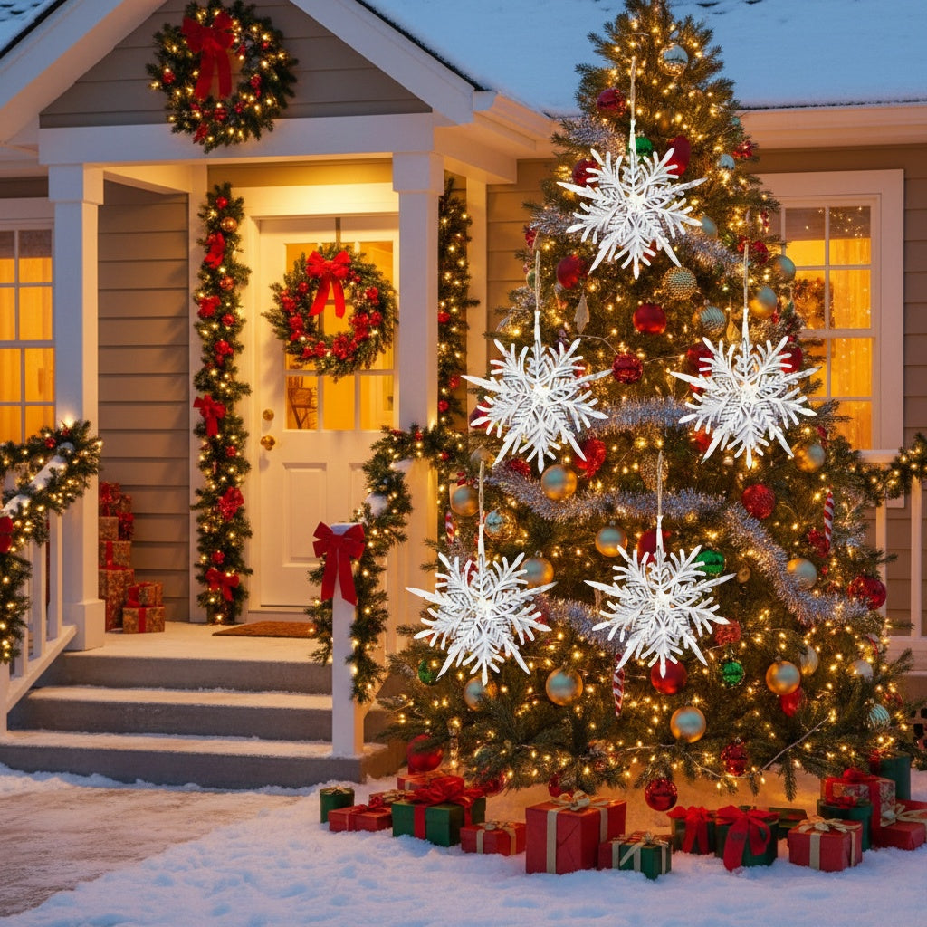 6PCS Set 6.1in Snowflake Christmas Hanging Ornaments