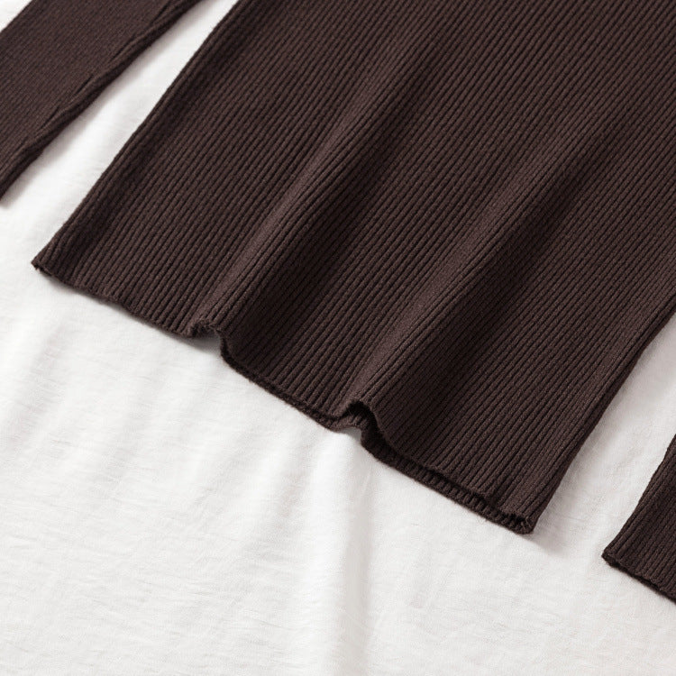 Turtleneck circle zipper pullover sweater