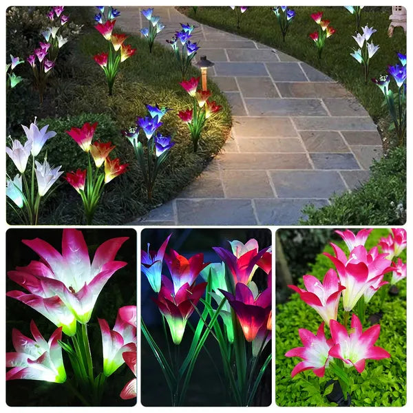 2Pcs Lily Garden Flower LED Light 7-Color Changing