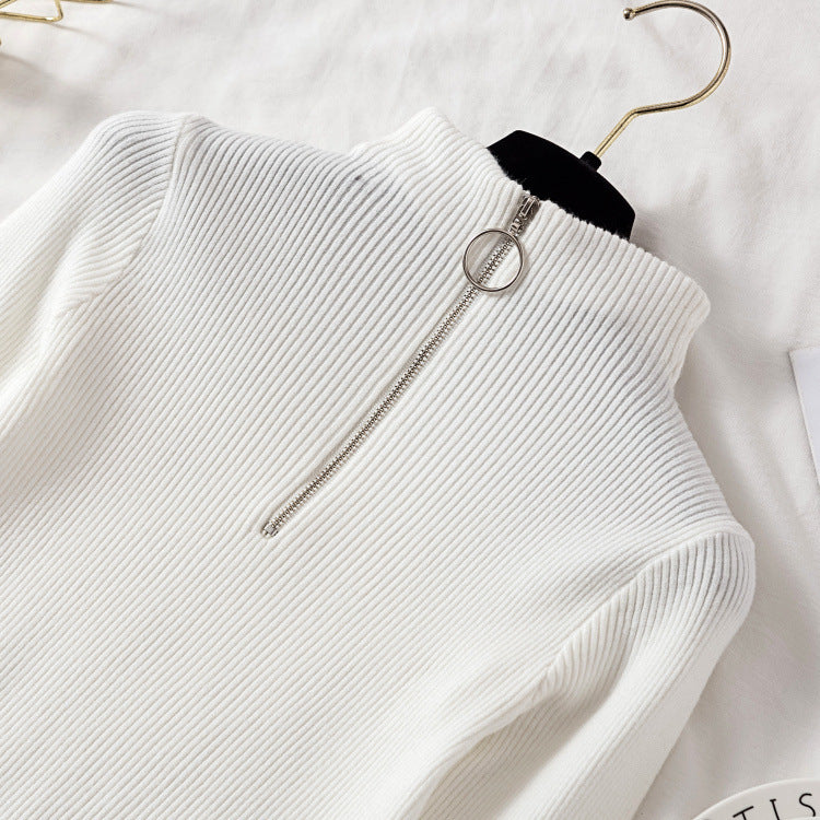 Turtleneck circle zipper pullover sweater