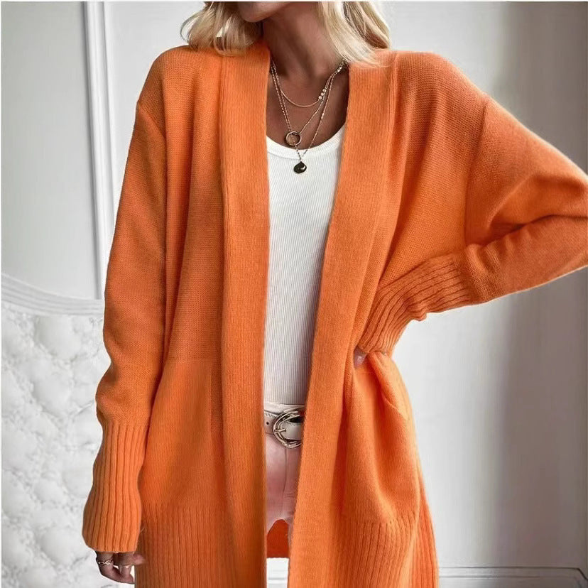 Plus Size Women's Solid Color Knit Casual Simple Cardigan
