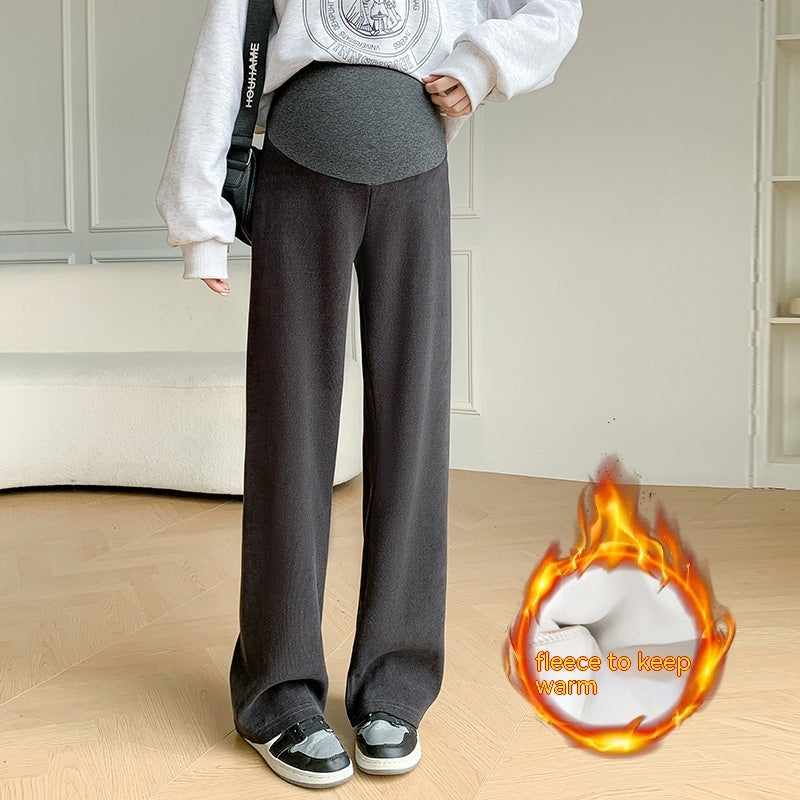 Women's Fleece-lined Thickening Wide Leg Pants Straight