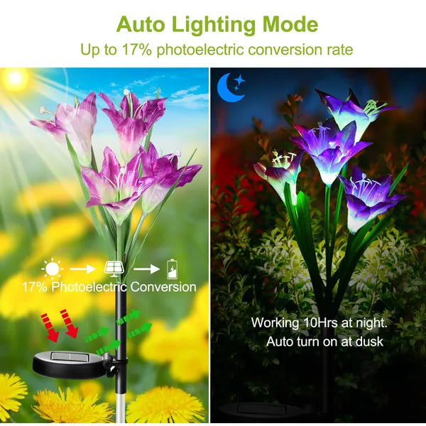 2Pcs Lily Garden Flower LED Light 7-Color Changing