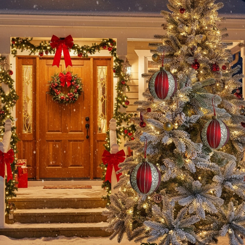 4PCS Set Christmas Glass Ball Ornaments Tree Hanging