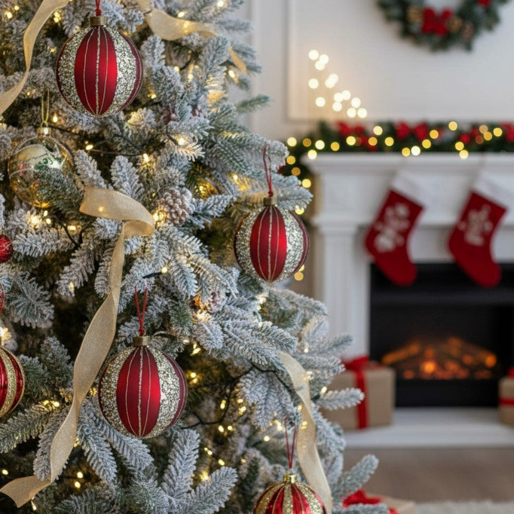 4PCS Set Christmas Glass Ball Ornaments Tree Hanging