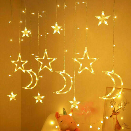 LED Fairy String Window Curtain Lights Star Xmas Party