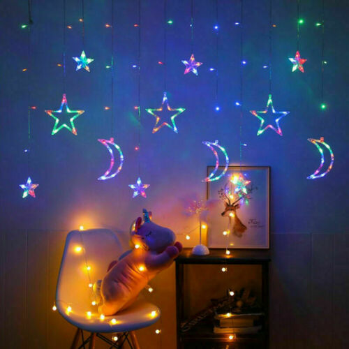 LED Fairy String Window Curtain Lights Star Xmas Party