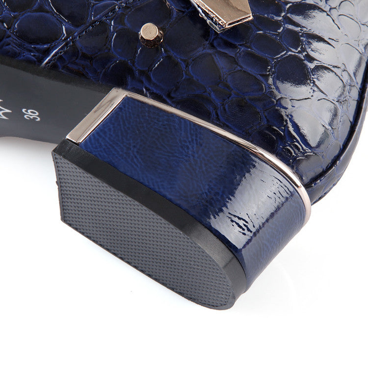 Studded Pointed Toe Ankle Boots Chunky Mid Heel