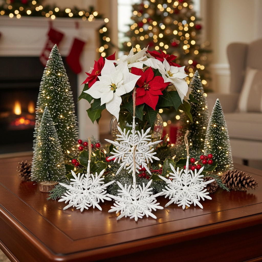6PCS Set 6.1in Snowflake Christmas Hanging Ornaments