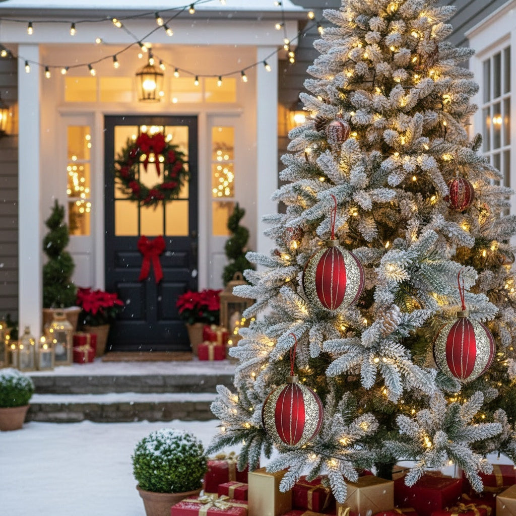 4PCS Set Christmas Glass Ball Ornaments Tree Hanging