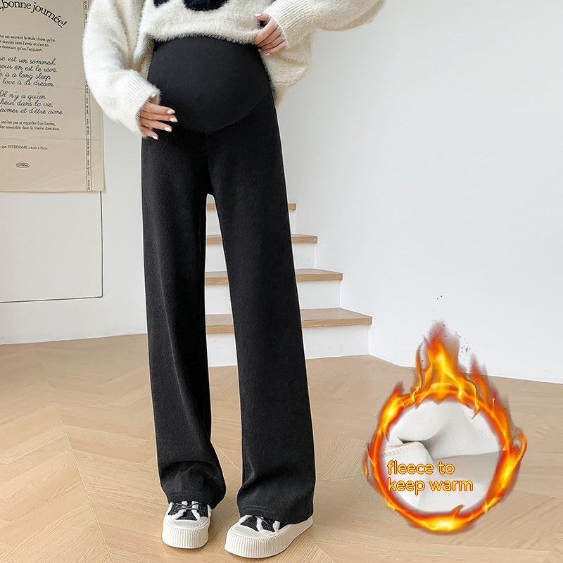 Women's Fleece-lined Thickening Wide Leg Pants Straight
