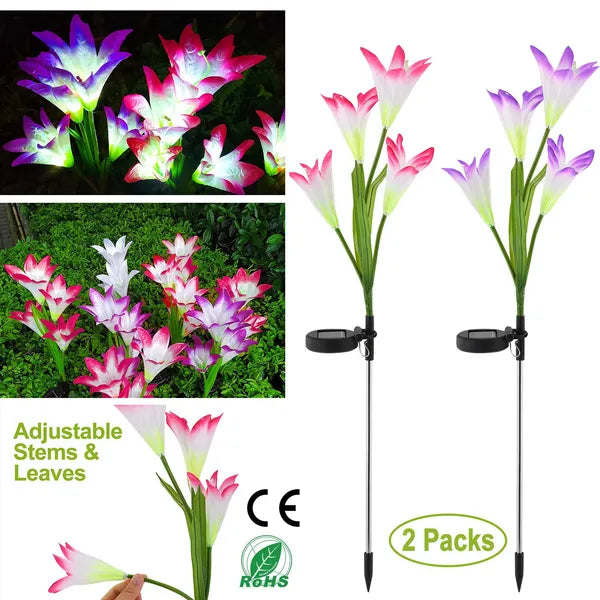 2Pcs Lily Garden Flower LED Light 7-Color Changing