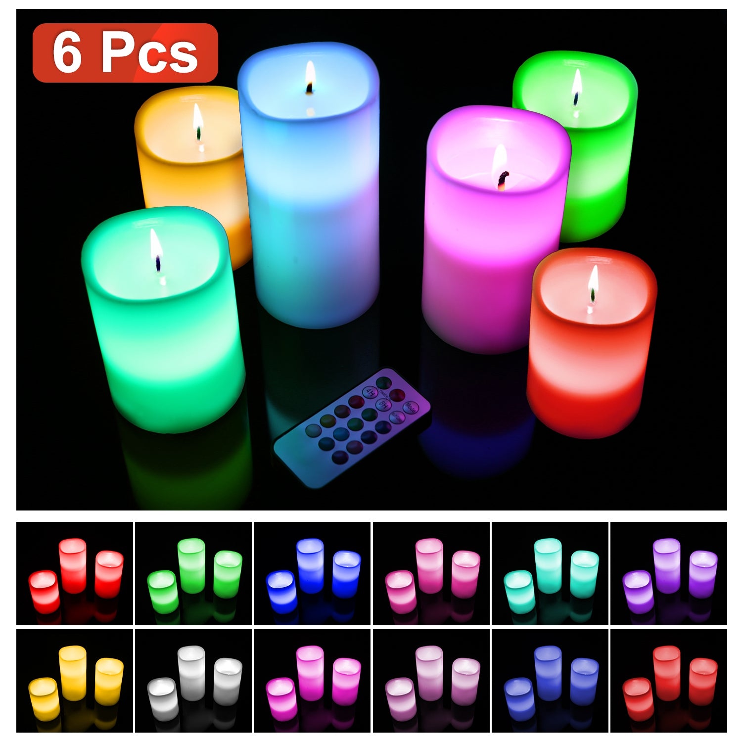 6Pc Flameless Candles Votive Candles Wireless Battery Operated