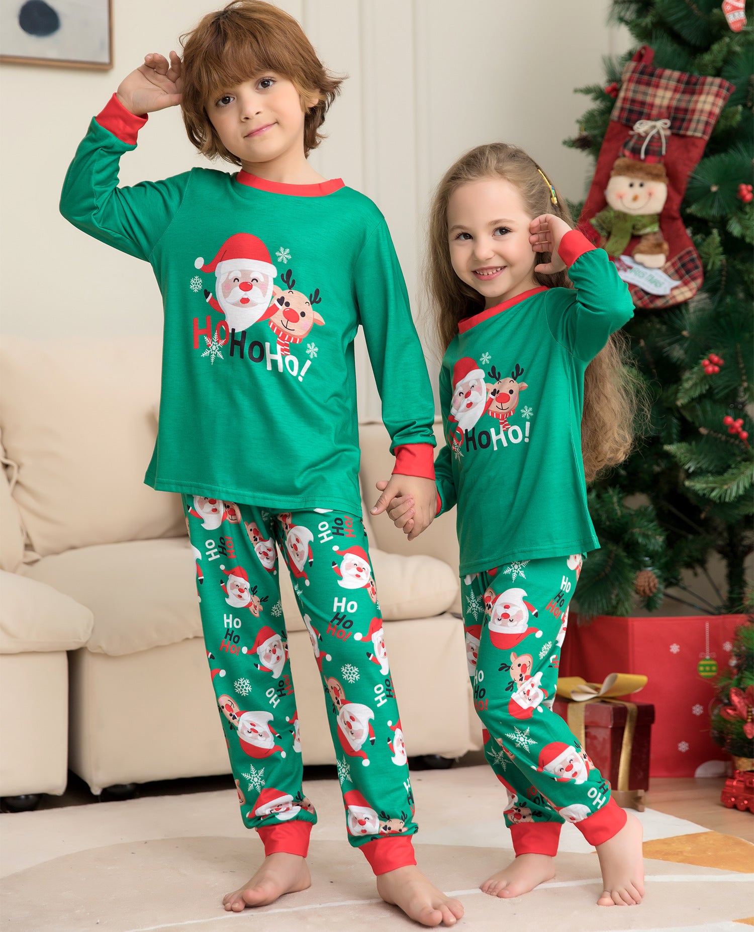 Family Christmas PJs Sets Santa Claus Printed Top Sleepwear