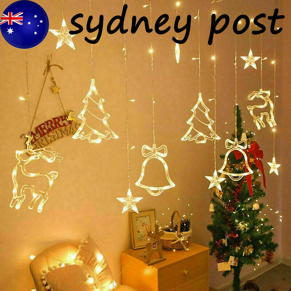 LED Fairy String Window Curtain Lights Star Xmas Party