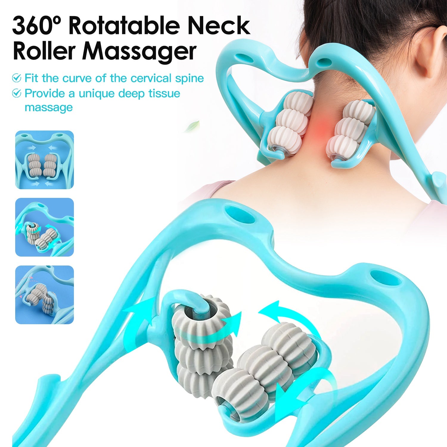 Neck Roller Massager 360 Rotatable Trigger