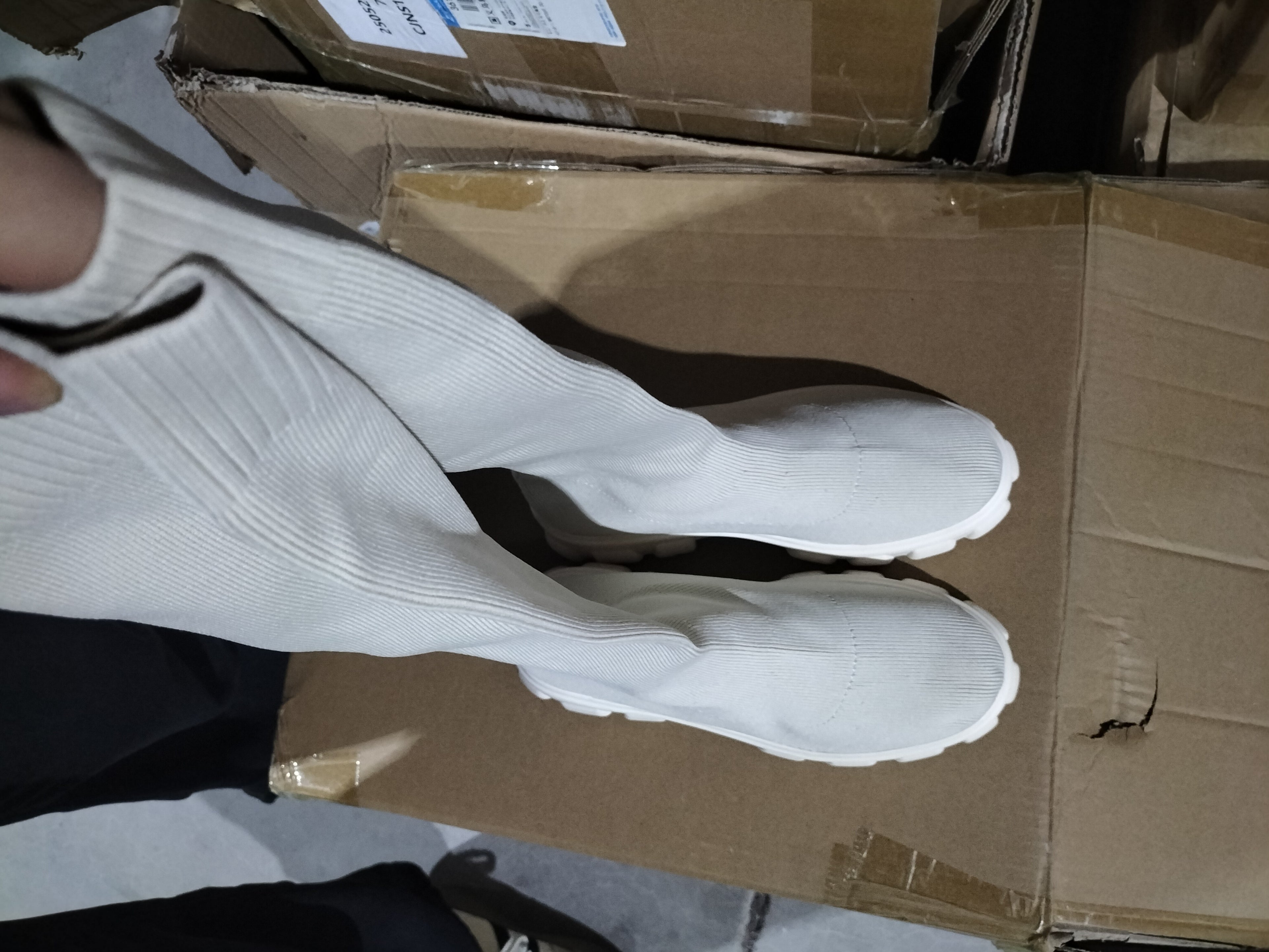 Fashion Knitted Boots Women's Flyweaving Breathable Thick-soled Skinny Boots Winter Fall Shoes