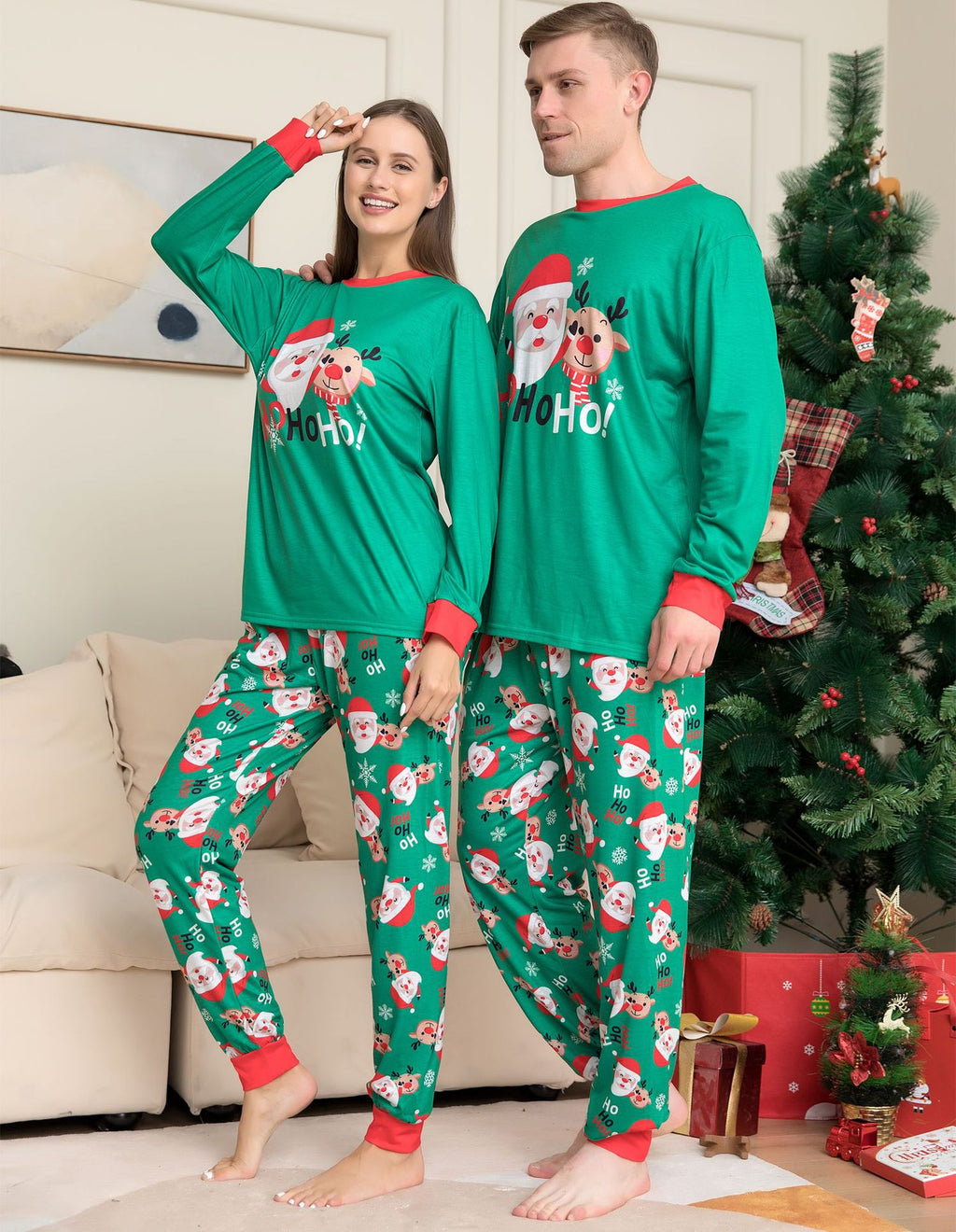 Family Christmas PJs Sets Santa Claus Printed Top Sleepwear