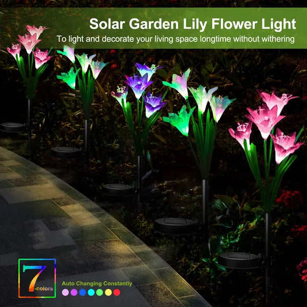 2Pcs Lily Garden Flower LED Light 7-Color Changing