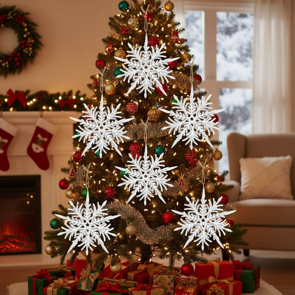 6PCS Set 6.1in Snowflake Christmas Hanging Ornaments