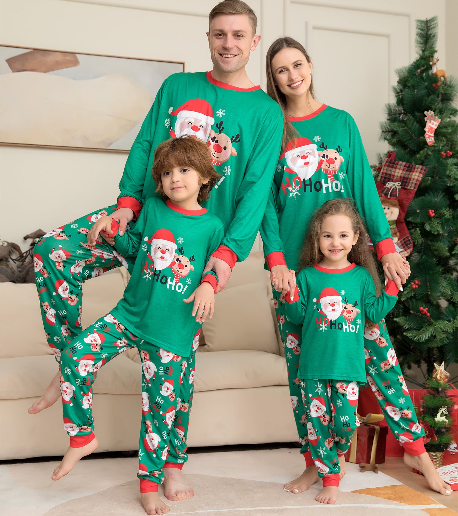 Family Christmas PJs Sets Santa Claus Printed Top Sleepwear