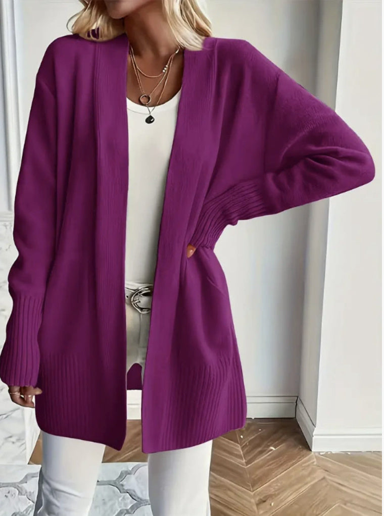 Plus Size Women's Solid Color Knit Casual Simple Cardigan