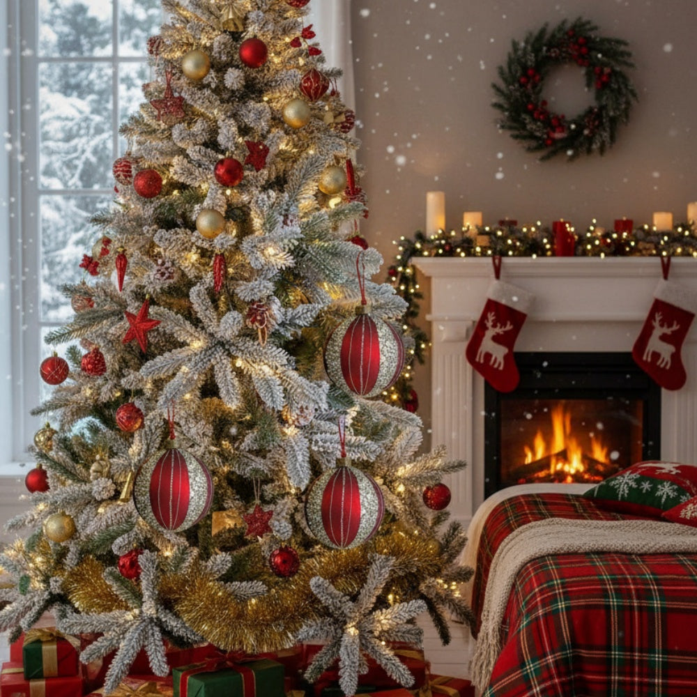 4PCS Set Christmas Glass Ball Ornaments Tree Hanging